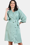 Zivame Checkered Sheen Woven Robe - Granite Green — thumbnail 1